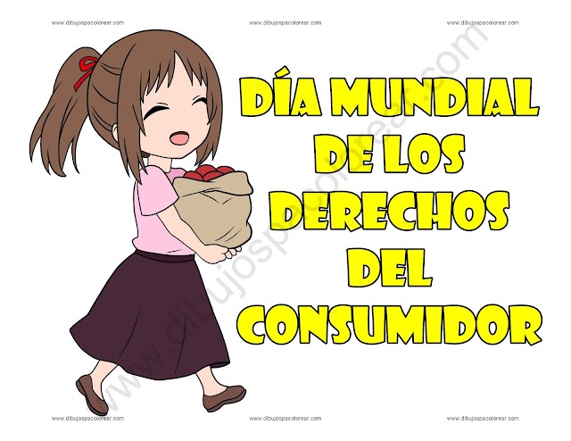 Día Mundial de los Derechos del Consumidor dibujo a color y para colorear